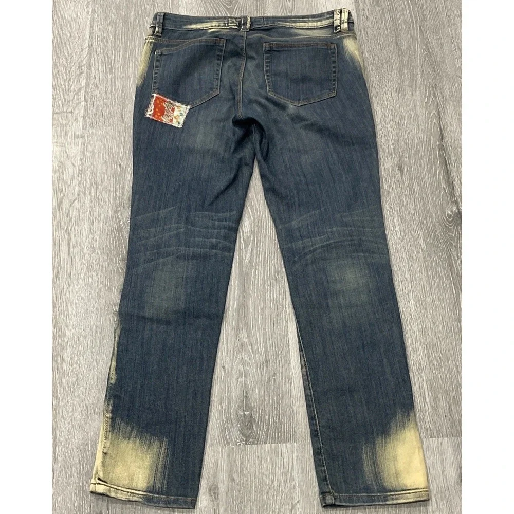 FREE PEOPLE ARTISAN DE LUXE PATCHED SKINNY JEAN BOHO FESTIVAL RARE Women Sz 30 - Picture 7 of 11